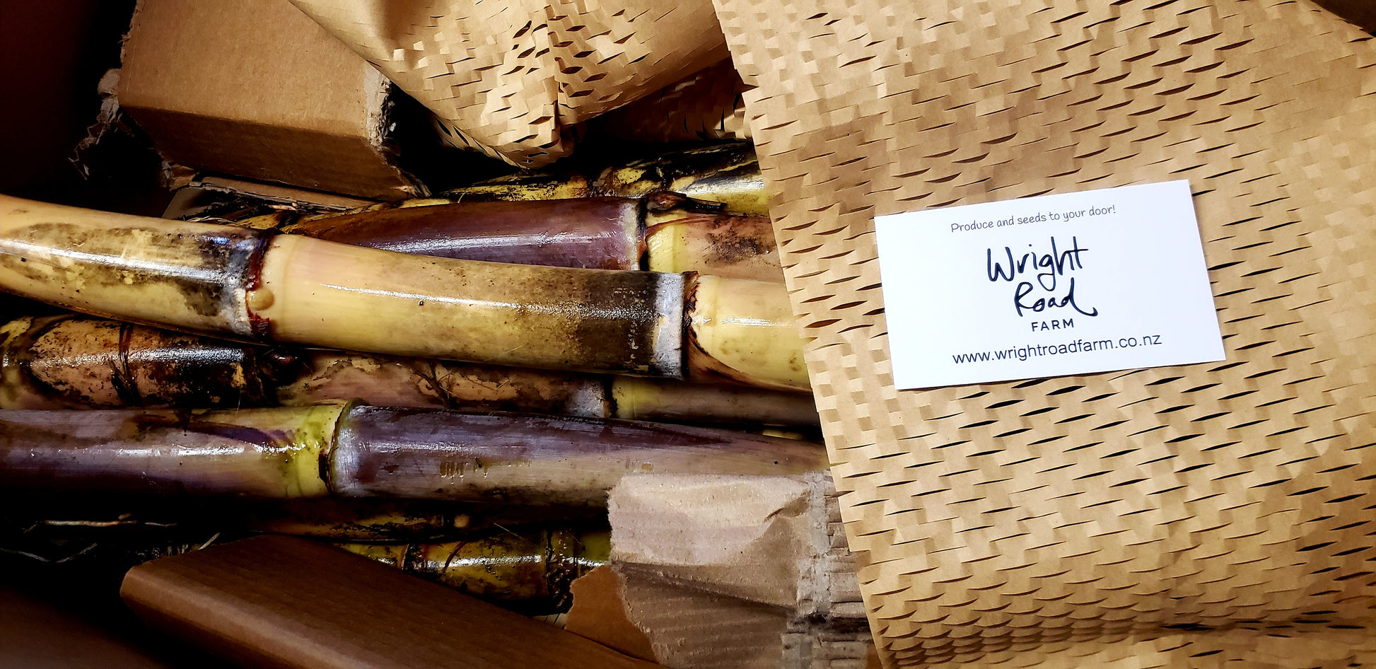 Sugarcane stems in a box